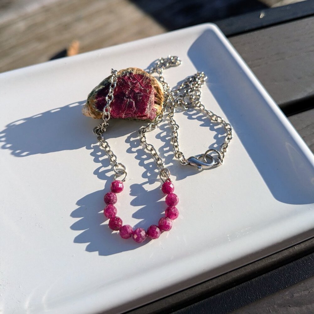 Genuine Red Ruby Gemstone Necklace - image 1